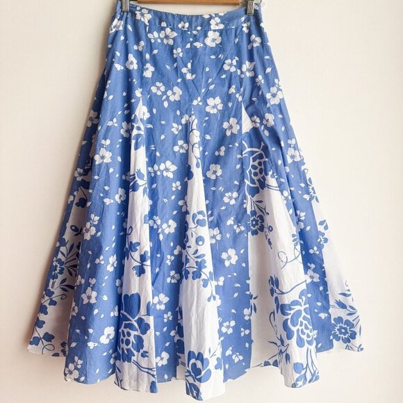 Tabi Dresses & Skirts - Tabi Petite Blue White Floral Midi Skirt S